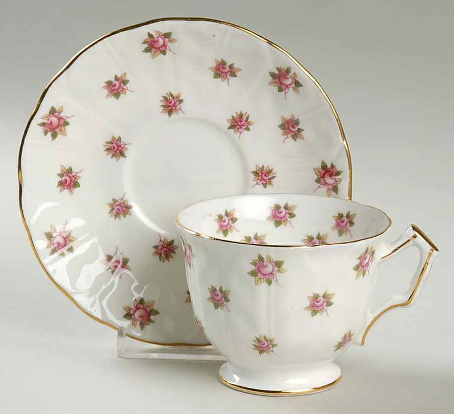 Rosedale (Pink Roses, Crocus Shape) Footed Cup & Saucer Set by John  Aynsley & Sons-1