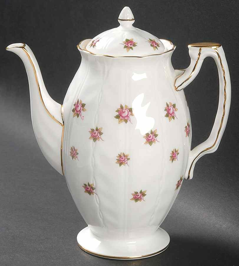 Rosedale (Pink Roses, Crocus Shape) Mini Coffee Pot & Lid by John  Aynsley & Sons-1