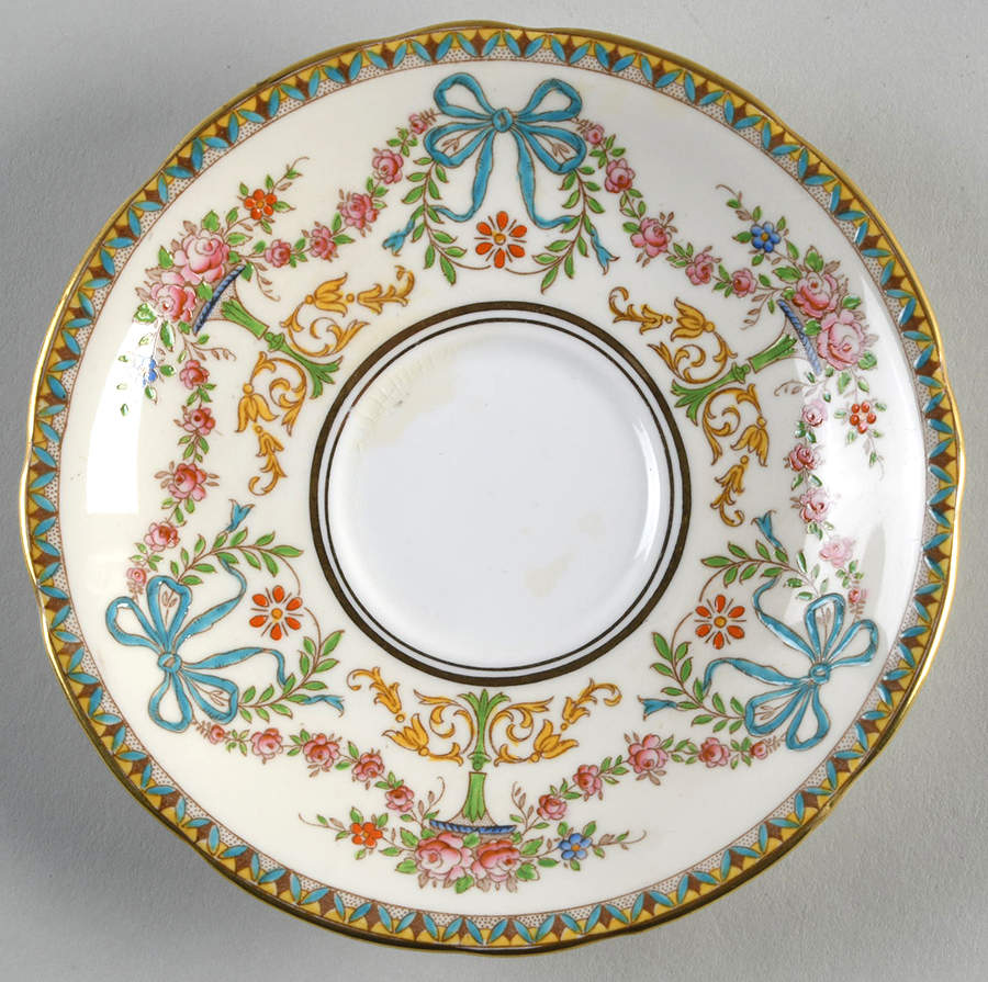 Rosedale (Bows, Flowers On Edge) Saucer by John  Aynsley & Sons-1