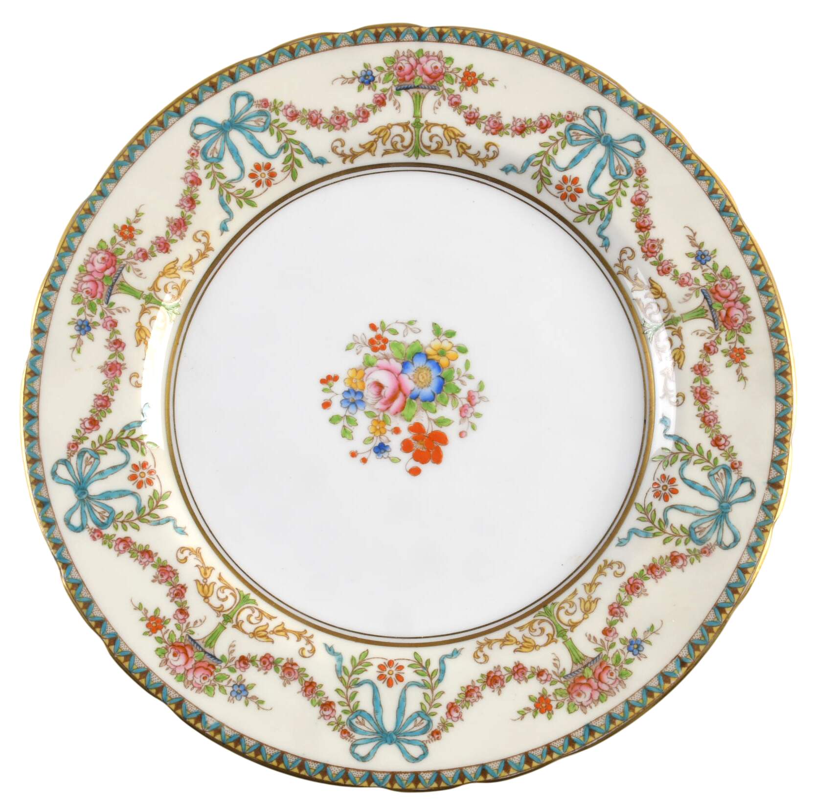 Rosedale (Bows, Flowers On Edge) Luncheon Plate by John  Aynsley & Sons-1
