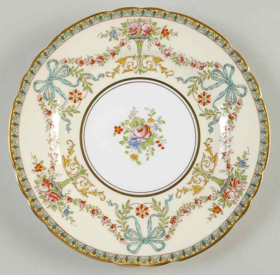 Rosedale (Bows, Flowers On Edge) Bread & Butter Plate by John  Aynsley & Sons-1