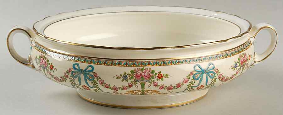 Rosedale (Bows, Flowers On Edge) Round Vegetable No Lid by John  Aynsley & Sons-1