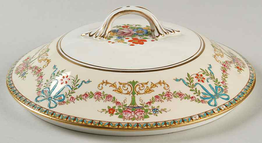 Rosedale (Bows, Flowers On Edge) Lid for Round Vegetable by John  Aynsley & Sons-1