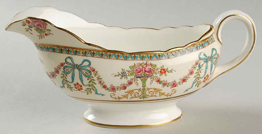 Rosedale (Bows, Flowers On Edge) Gravy Boat by John  Aynsley & Sons-1
