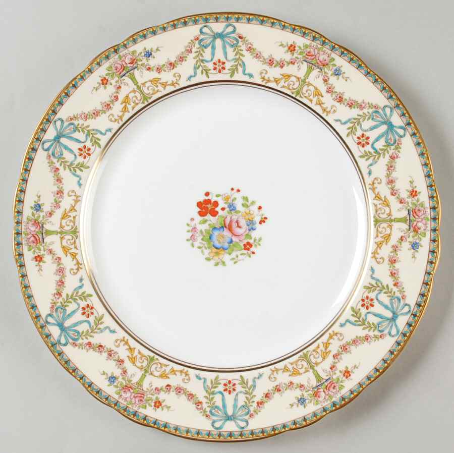 Rosedale (Bows, Flowers On Edge) Dinner Plate by John  Aynsley & Sons-1