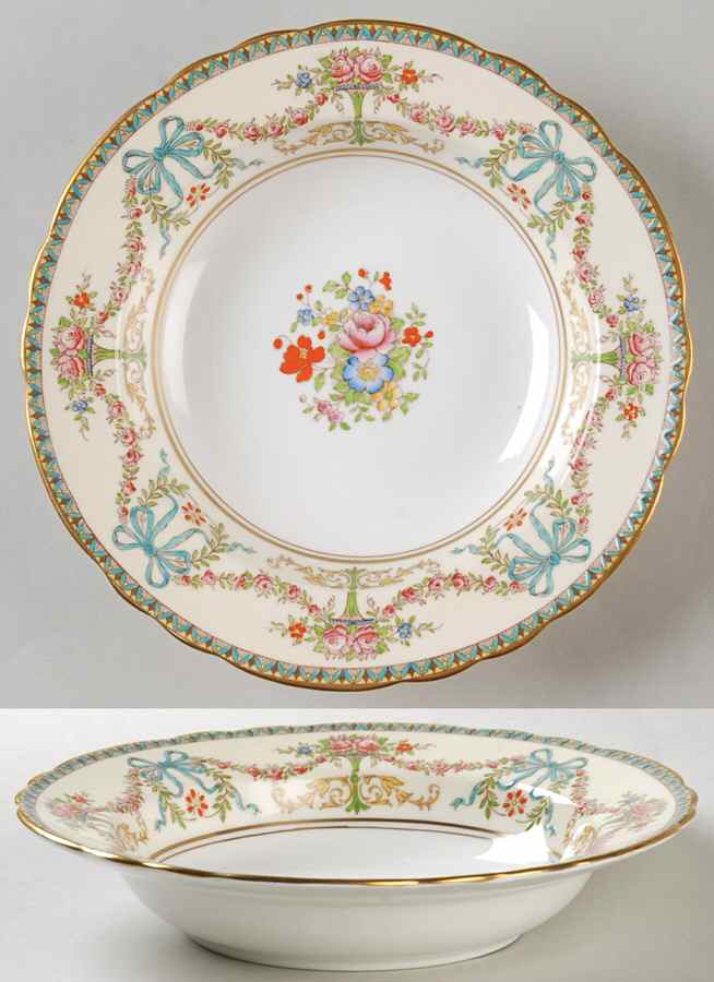 Rosedale (Bows, Flowers On Edge) Rim Soup Bowl by John  Aynsley & Sons-1