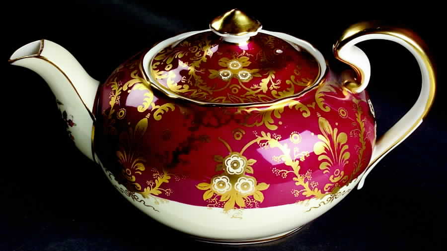 Royalty Red Teapot & Lid by John  Aynsley & Sons-1