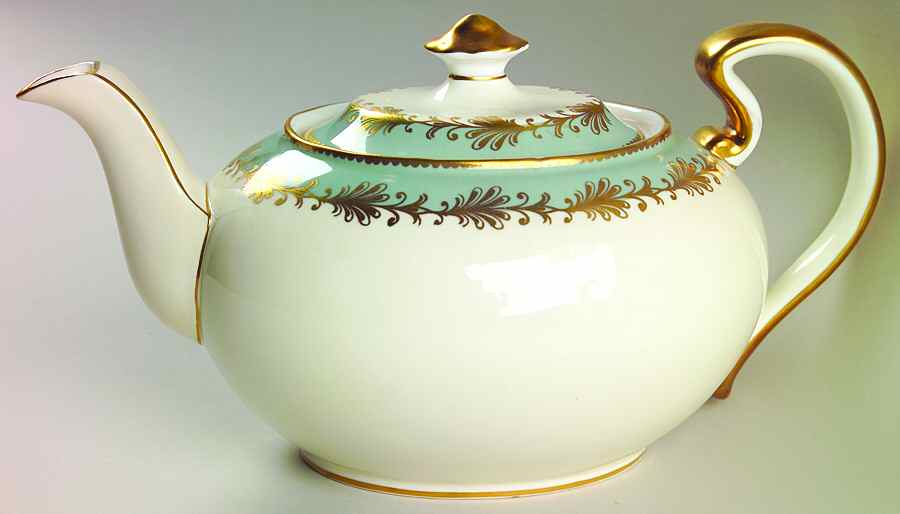 Rutland Nile Sage Green (Scalloped) Teapot & Lid by John  Aynsley & Sons-1