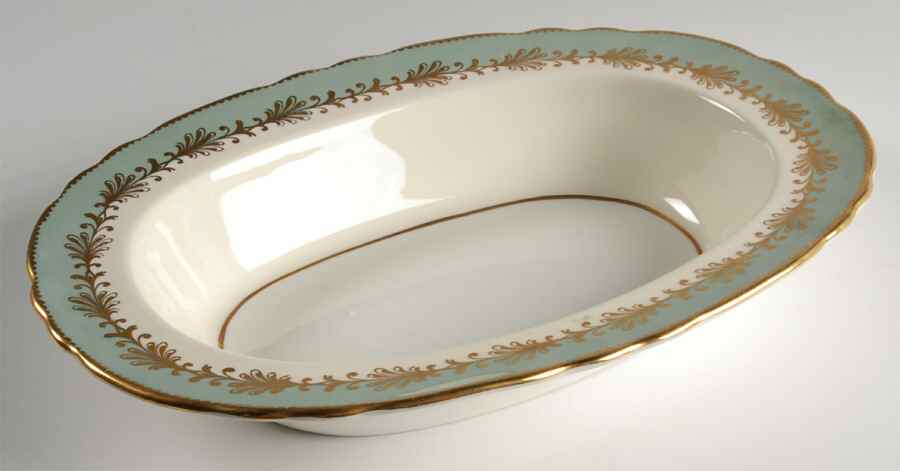 Rutland Nile Sage Green (Scalloped) 10" Oval Vegetable Bowl by John  Aynsley & Sons-1