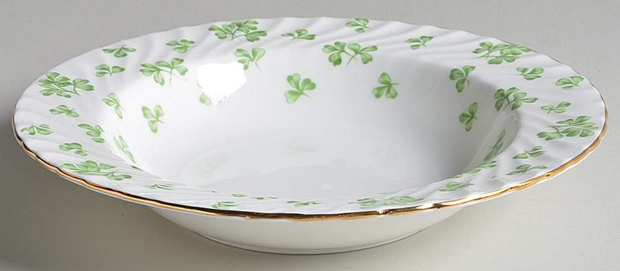 Shamrock White (Swirl Rim) Rim Soup Bowl by John  Aynsley & Sons-1