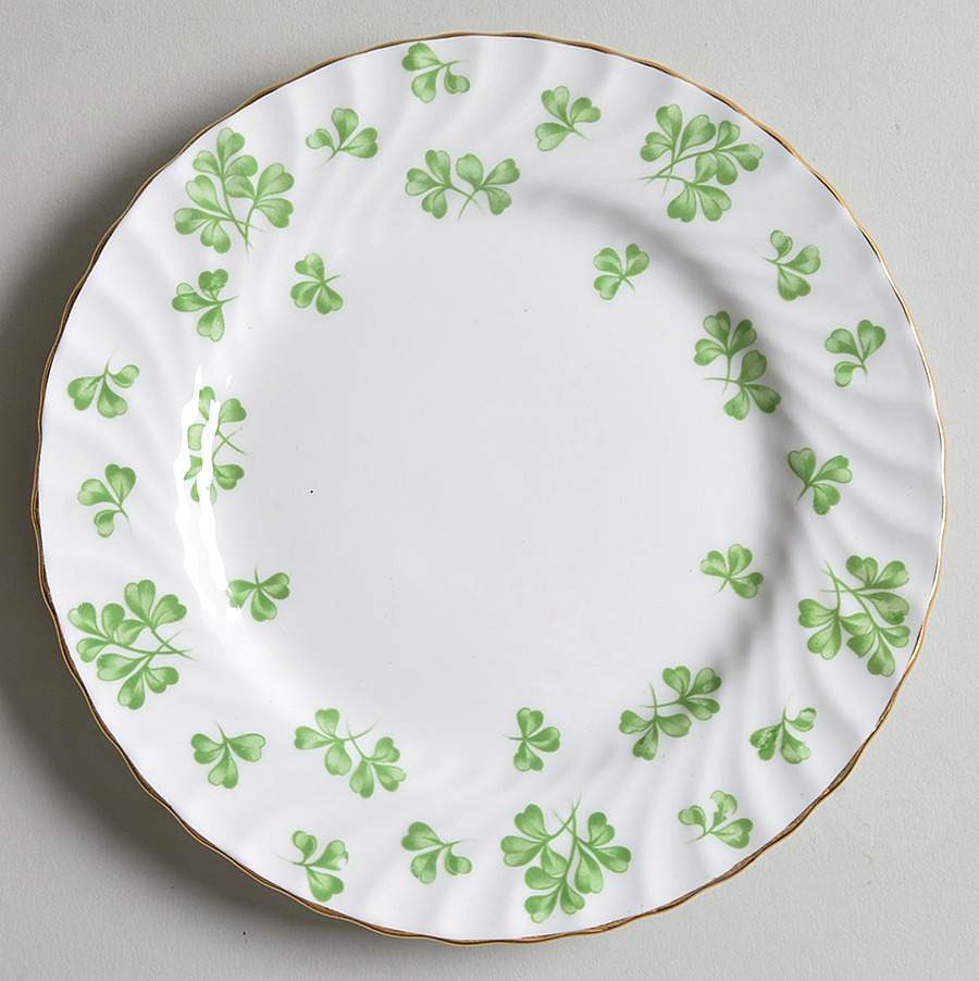 Shamrock White (Swirl Rim) Bread & Butter Plate by John  Aynsley & Sons-1