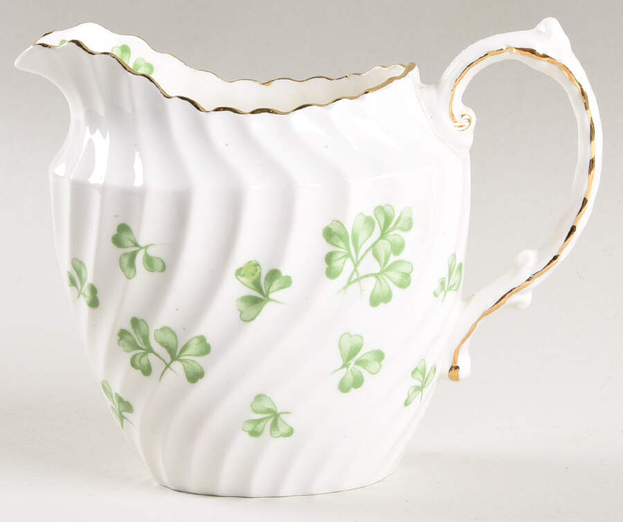 Shamrock White (Swirl Rim) Creamer by John  Aynsley & Sons-1