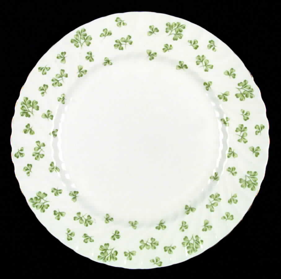 Shamrock White (Swirl Rim) Dinner Plate by John  Aynsley & Sons-1