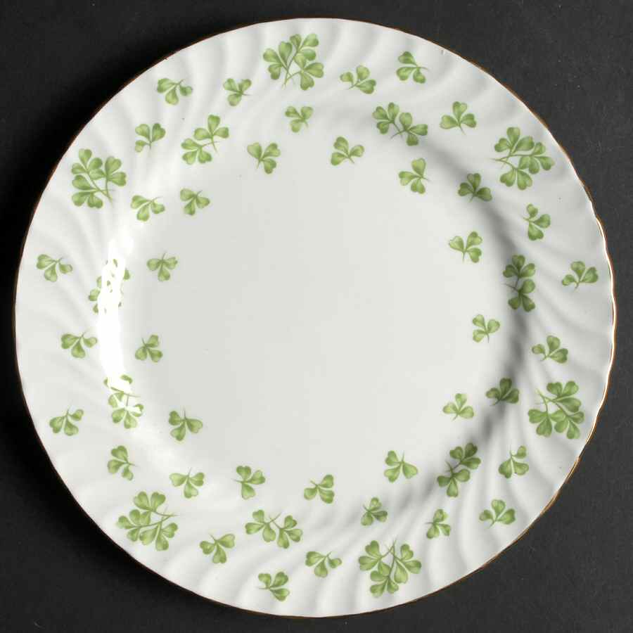 Shamrock White (Swirl Rim) Salad Plate by John  Aynsley & Sons-1
