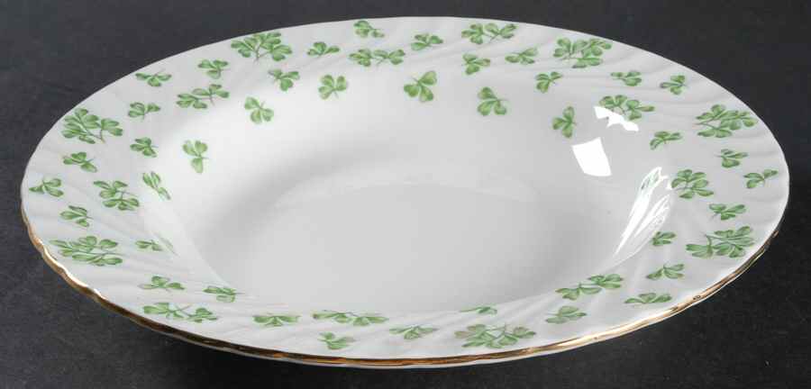 Shamrock White (Swirl Rim) Large Rim Soup Bowl by John  Aynsley & Sons-1
