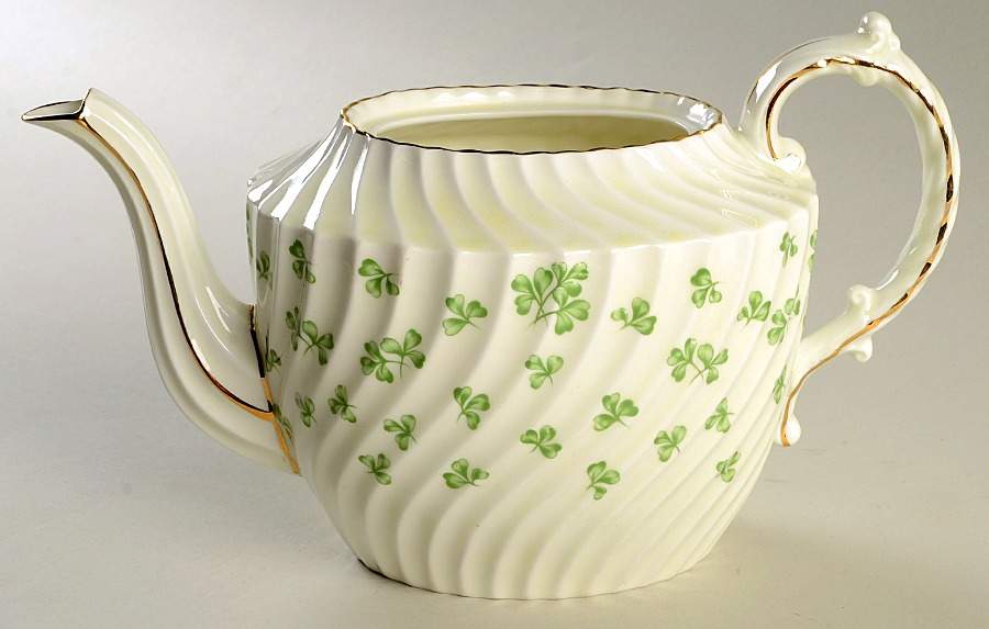 Shamrock Cream (Rim Shape) Teapot No Lid by John  Aynsley & Sons-1