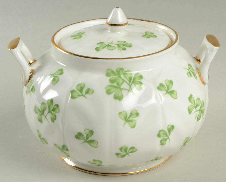 Shamrock (Crocus, Coupe Shape) Sugar Bowl & Lid by John  Aynsley & Sons-1