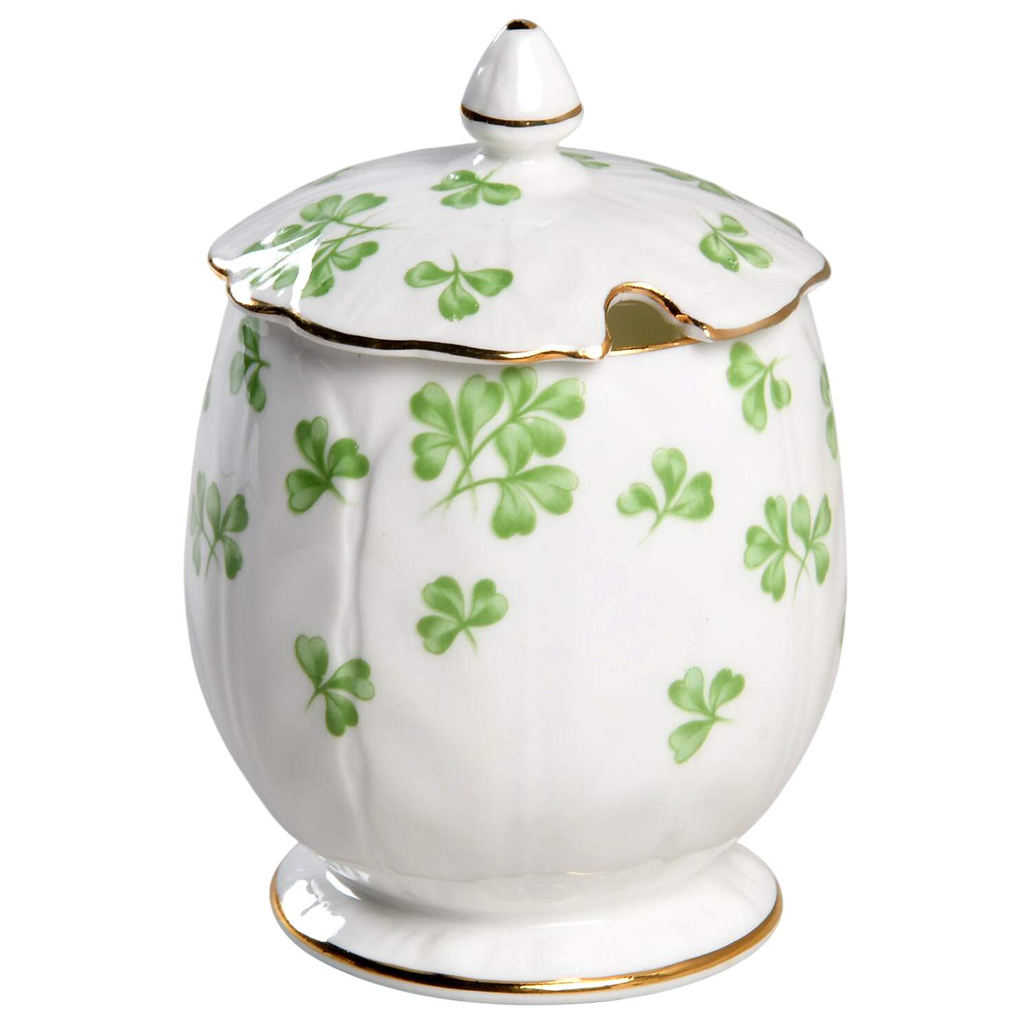 Shamrock (Crocus, Coupe Shape) Jam/Jelly & Lid by John  Aynsley & Sons-1