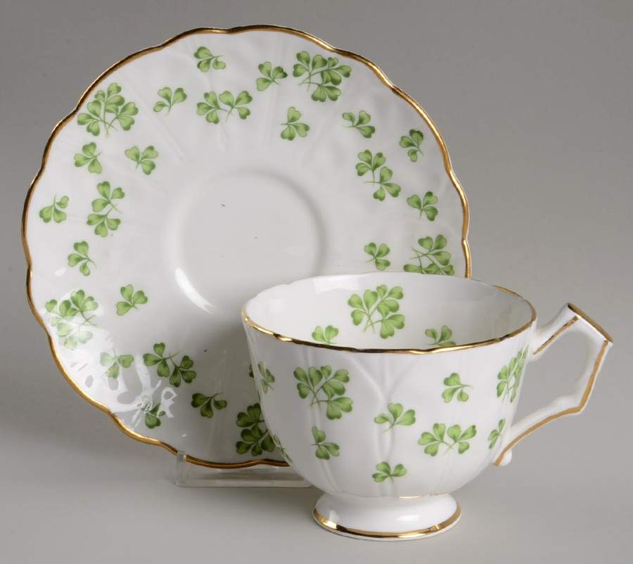 Shamrock (Crocus, Coupe Shape) Oversized Cup & Saucer Set by John  Aynsley & Sons-1