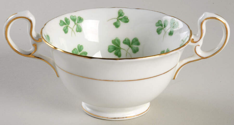 Shamrock (Rim, Scalloped) Footed Bouillon Cup by John  Aynsley & Sons-1