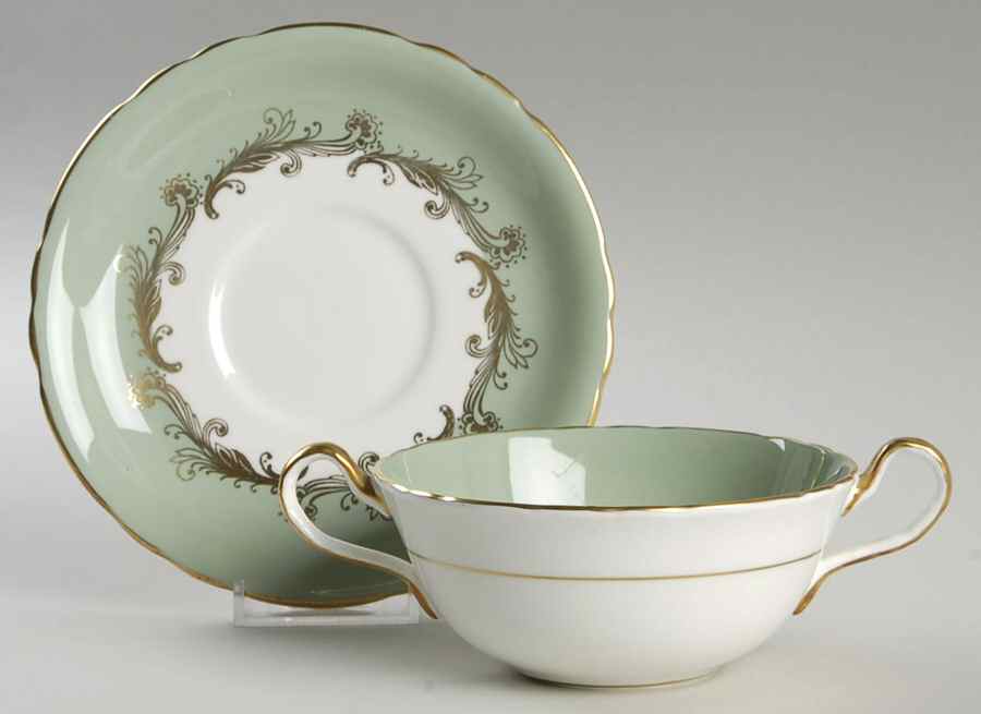 Sherwood Flat Cream Soup Bowl & Saucer Set by John  Aynsley & Sons-1