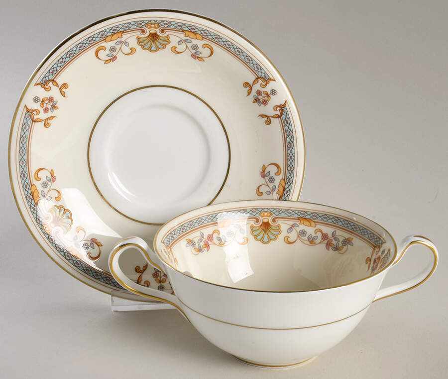 Shelbourne Flat Cream Soup Bowl & Saucer Set by John  Aynsley & Sons-1
