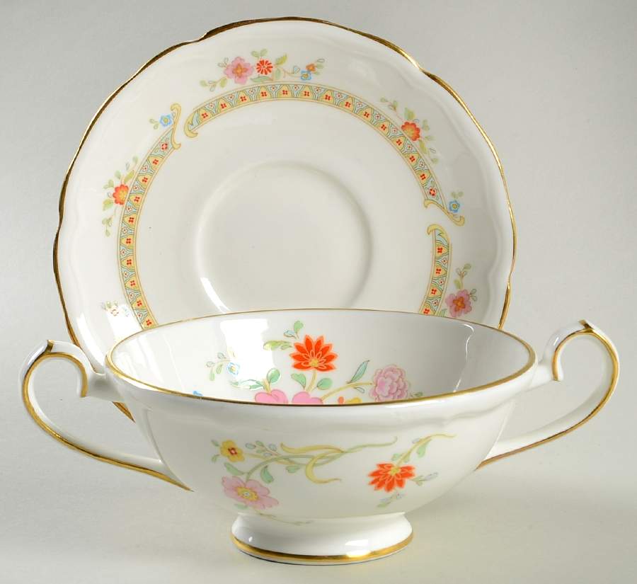 Shangri-La Footed Cream Soup Bowl & Saucer Set by John  Aynsley & Sons-1
