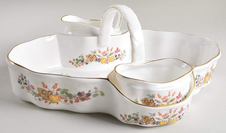 Somerset Strawberry Basket W/Creamer & Open Sugar by John  Aynsley & Sons-1