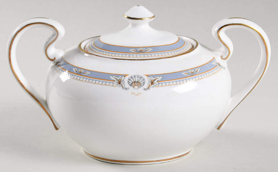 South Pacific Blue Sugar Bowl & Lid by John  Aynsley & Sons-1