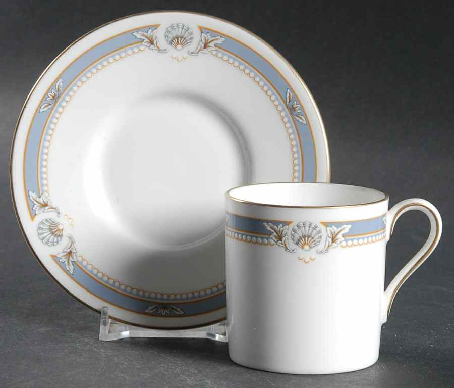 South Pacific Blue Flat Demitasse Cup & Saucer Set by John  Aynsley & Sons-1