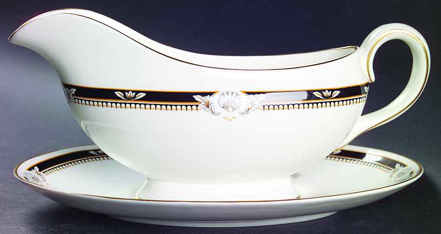 South Pacific Black Gravy Boat & Underplate by John  Aynsley & Sons-1
