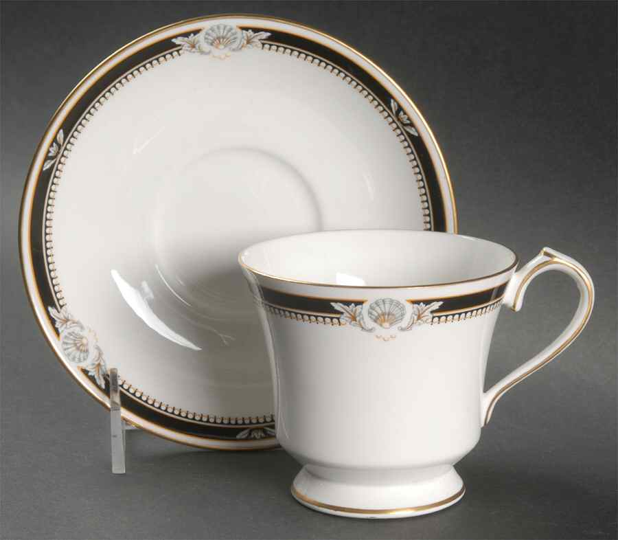 South Pacific Black Footed Cup & Saucer Set by John  Aynsley & Sons-1
