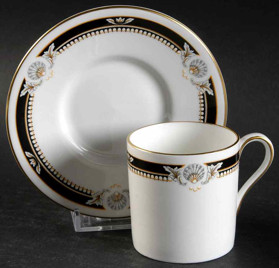 South Pacific Black Flat Demitasse Cup & Saucer Set by John  Aynsley & Sons-1