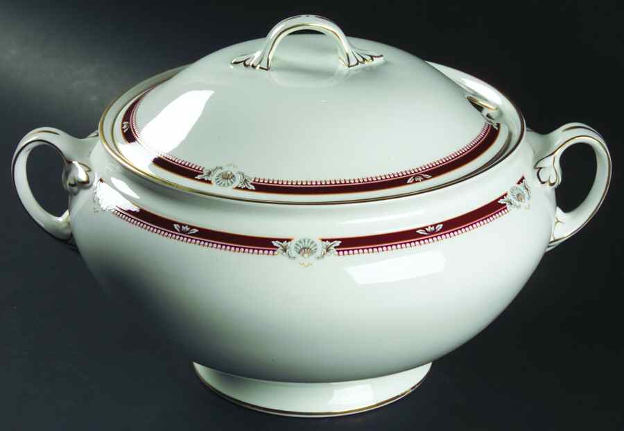 South Pacific Red Maroon Tureen &  Lid by John  Aynsley & Sons-1