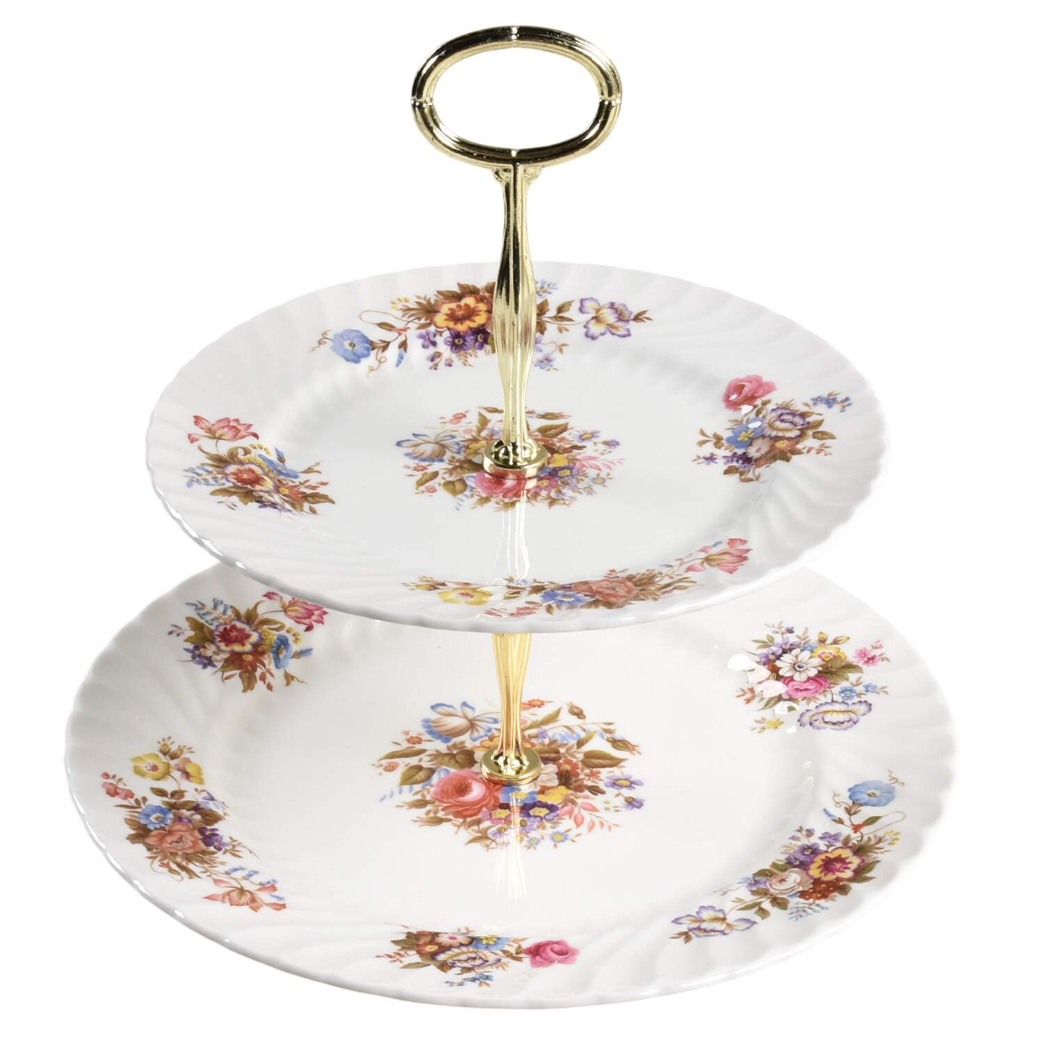 Summertime 6 5/8"-10"  2 Tiered Serving Tray (Dp, Sp) HC by John  Aynsley & Sons-1