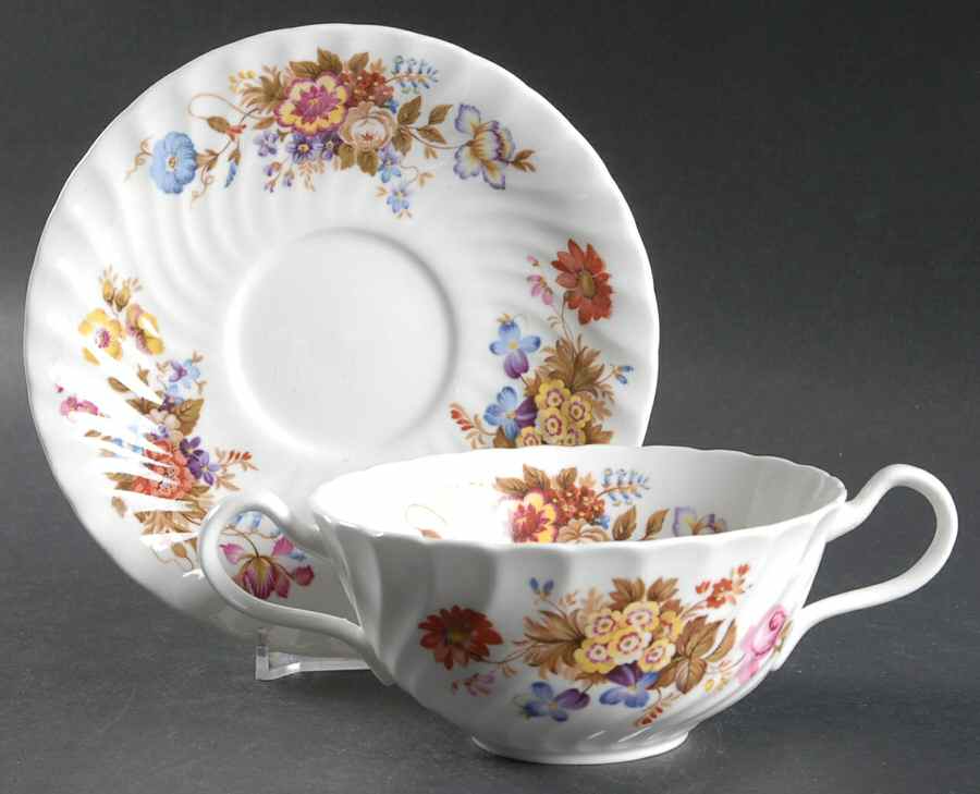 Summertime Flat Cream Soup Bowl & Saucer Set by John  Aynsley & Sons-1