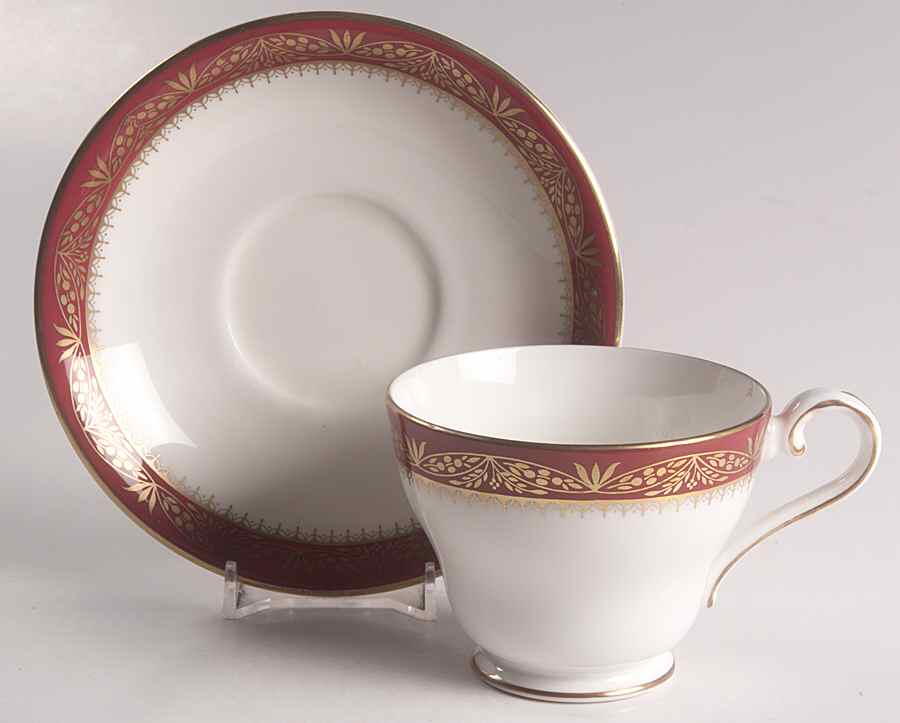 Warwick Red (Smooth) Footed Cup & Saucer Set by John  Aynsley & Sons-1