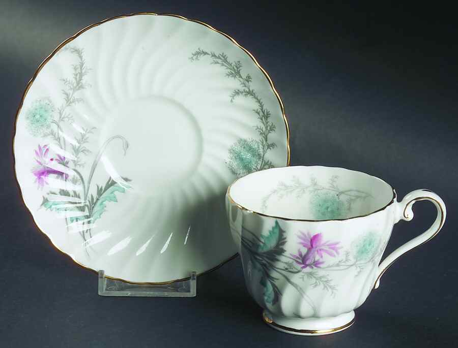 Wayside (Swirled) Footed Cup & Saucer Set by John  Aynsley & Sons-1