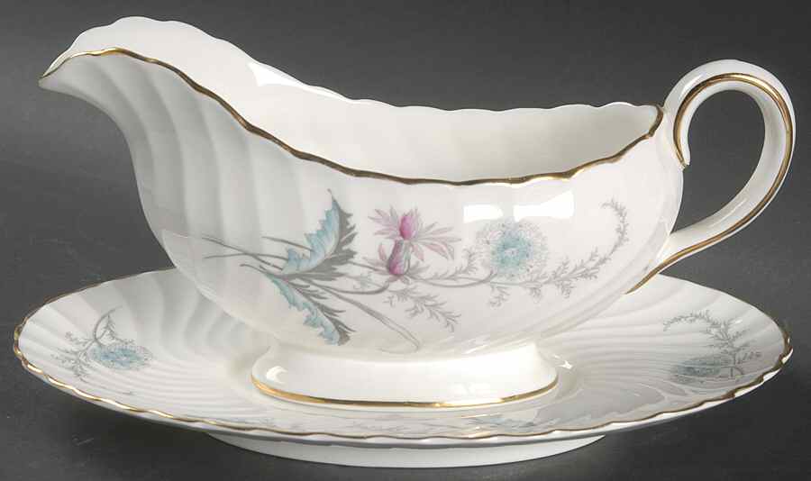 Wayside (Swirled) Gravy Boat & Underplate by John  Aynsley & Sons-1