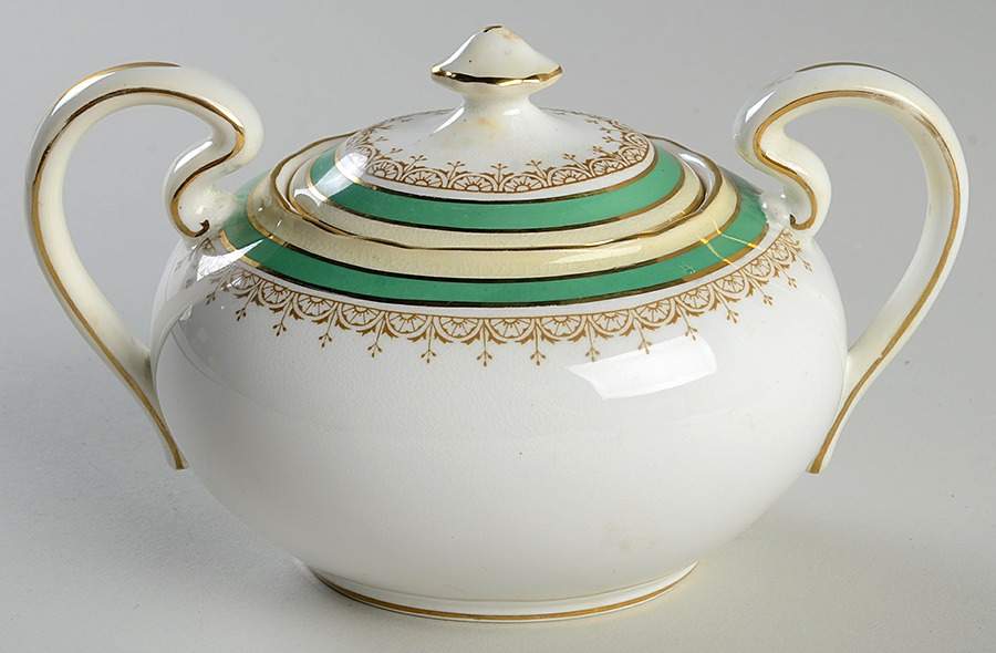 Wendover Green Sugar Bowl & Lid by John  Aynsley & Sons-1