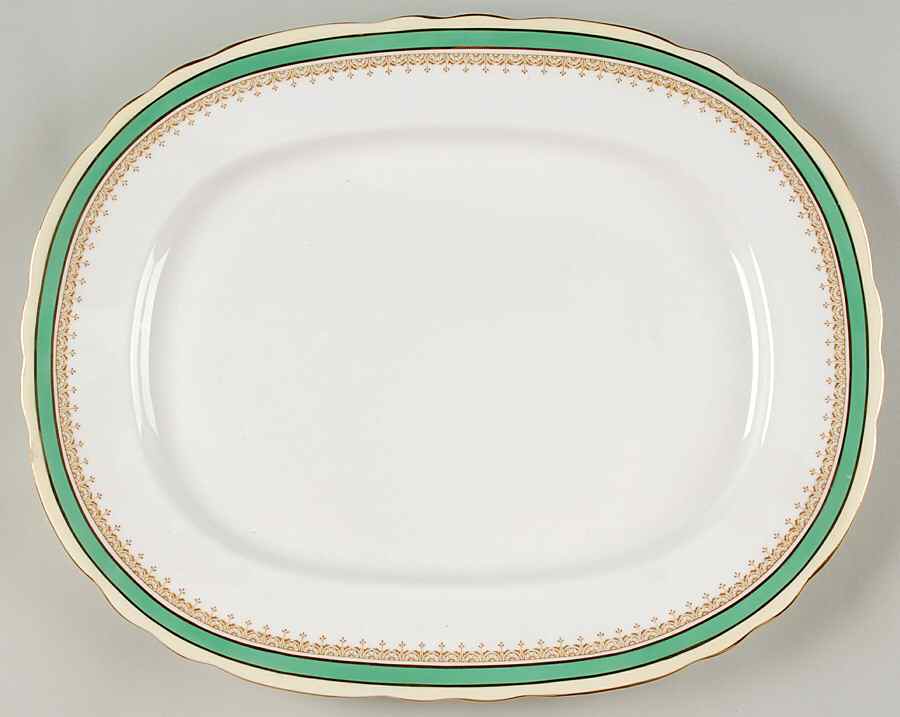 Wendover Green 15" Oval Serving Platter by John  Aynsley & Sons-1