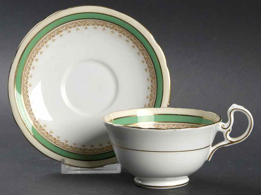 Wendover Green Footed Cup & Saucer Set by John  Aynsley & Sons-1