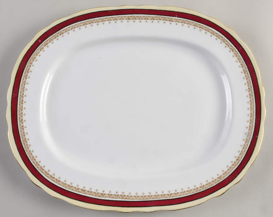 Wendover Maroon 13" Oval Serving Platter by John  Aynsley & Sons-1