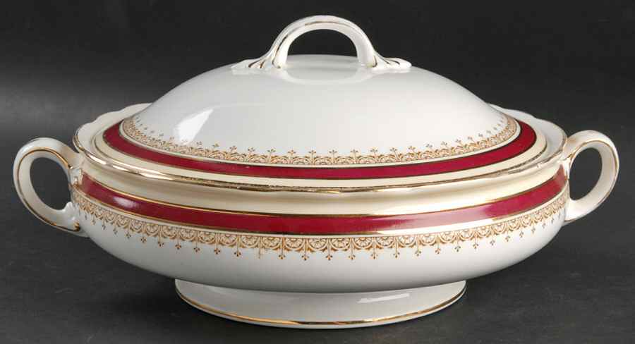Wendover Maroon Round Covered Vegetable by John  Aynsley & Sons-1