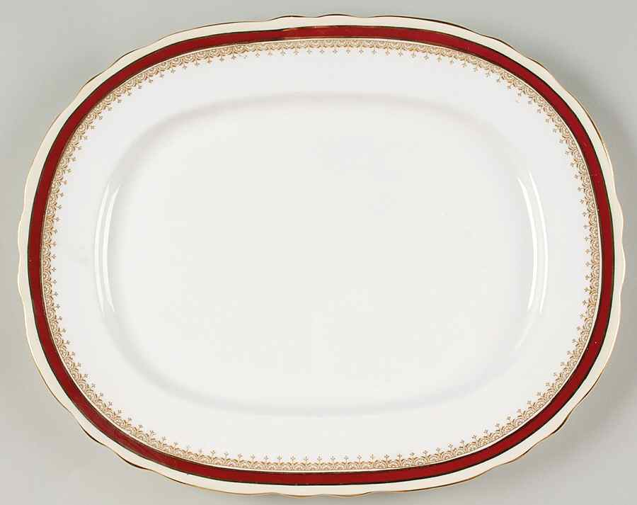 Wendover Maroon 15" Oval Serving Platter by John  Aynsley & Sons-1
