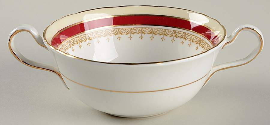 Wendover Maroon Flat Cream Soup Bowl by John  Aynsley & Sons-1