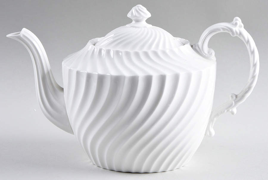 White Swirl Teapot & Lid by John  Aynsley & Sons-1