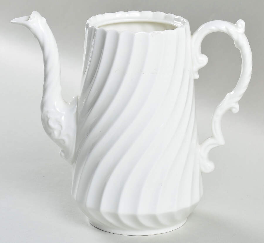 White Swirl Mini Coffee Pot No Lid by John  Aynsley & Sons-1