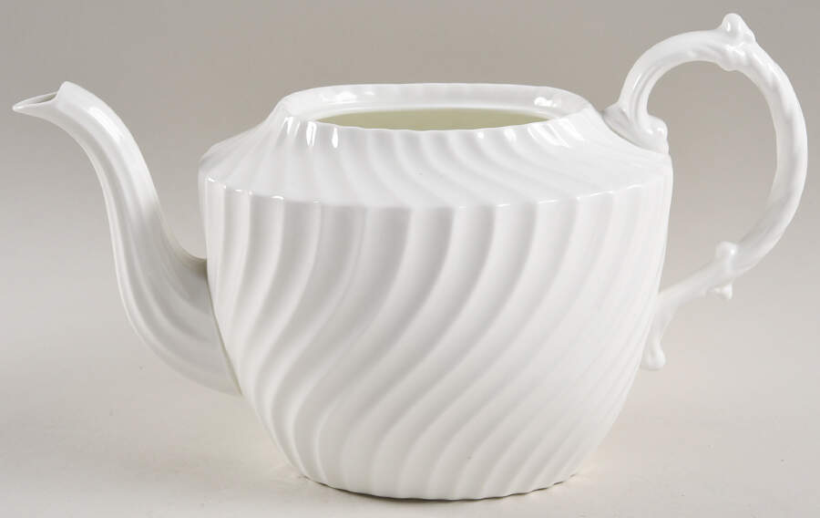 White Swirl Teapot No Lid by John  Aynsley & Sons-1