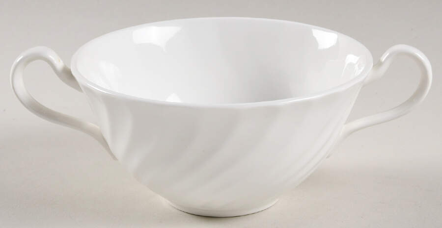 White Swirl Footed Cream Soup Bowl by John  Aynsley & Sons-1